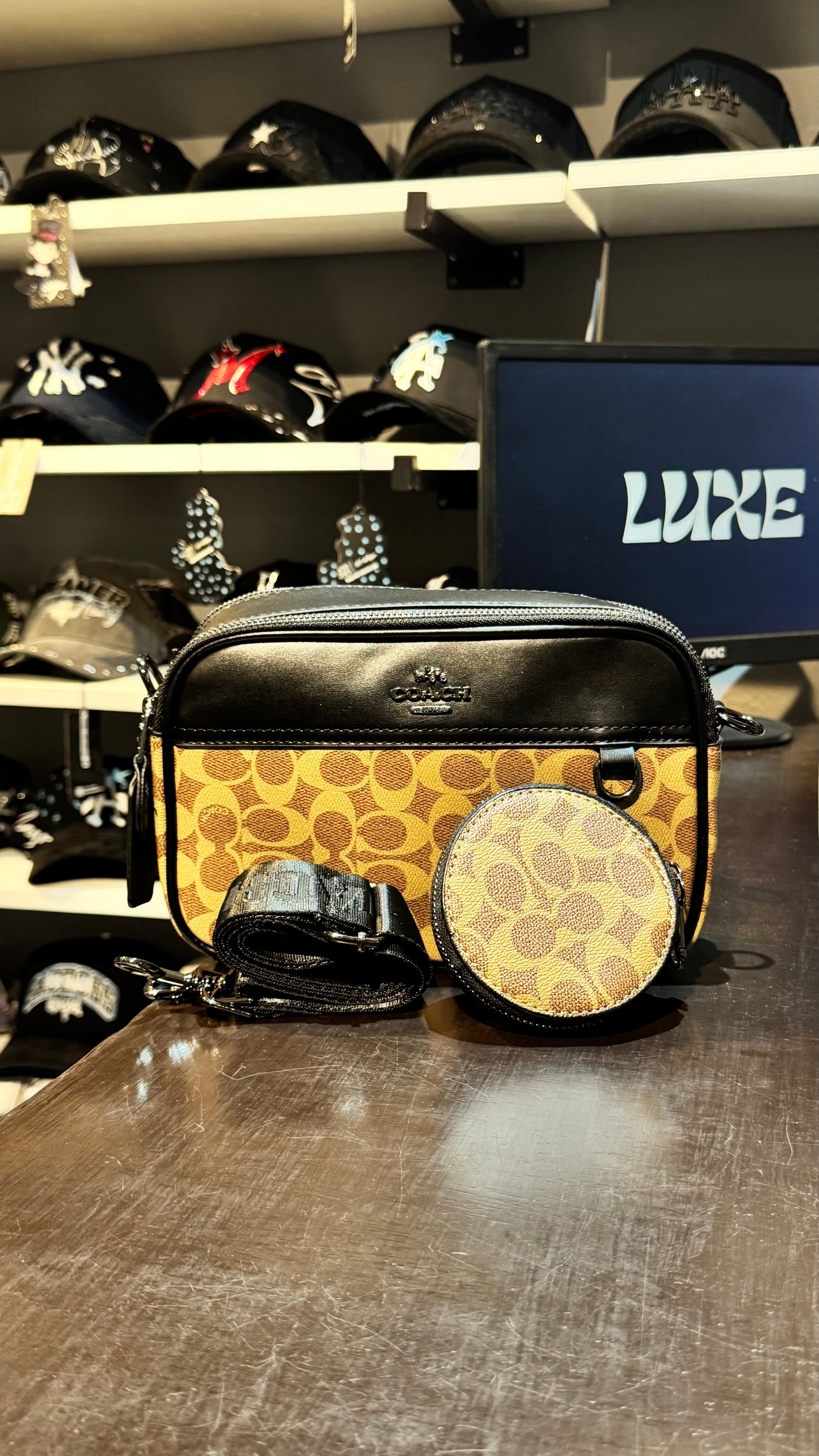 Bandolera Coach Doble Cierre Café Claro 1
