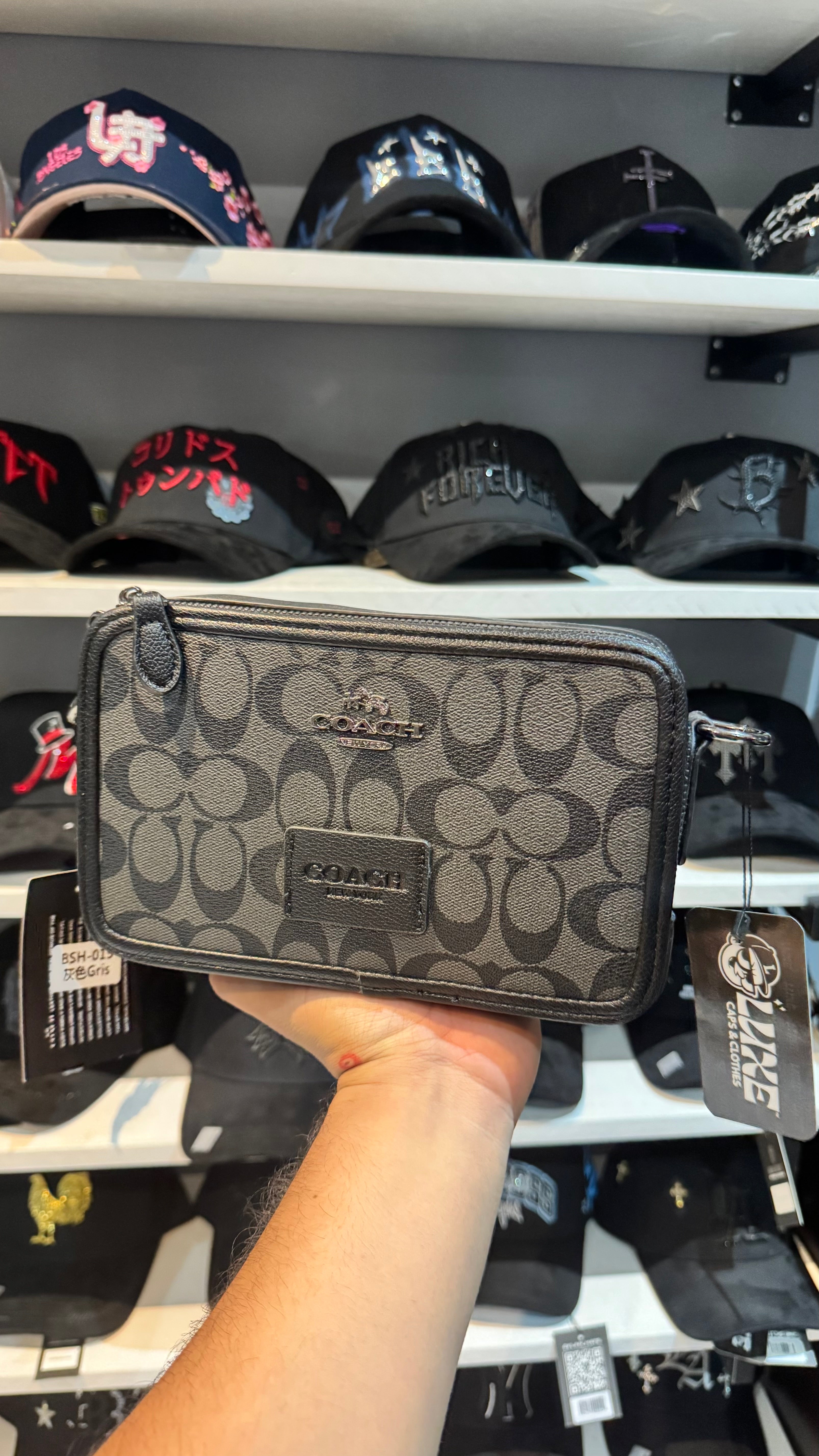 Bandolera Coach Cuadrada Gris