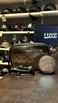 Bandolera Coach Doble Cierre Café Oscuro