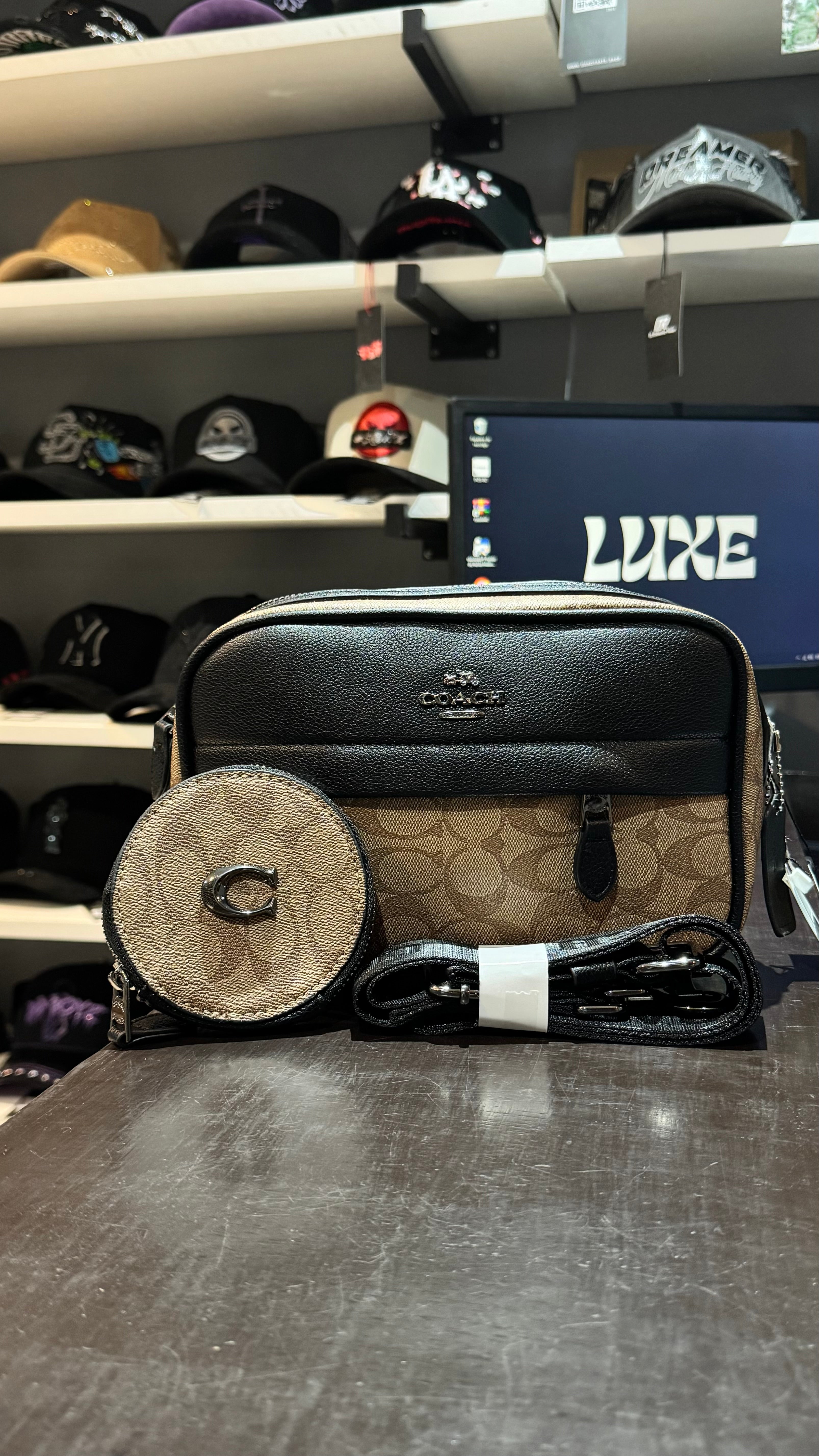 Bandolera Coach con Cartera (Café claro)