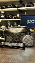 Bandolera Coach Doble Cierre Gris